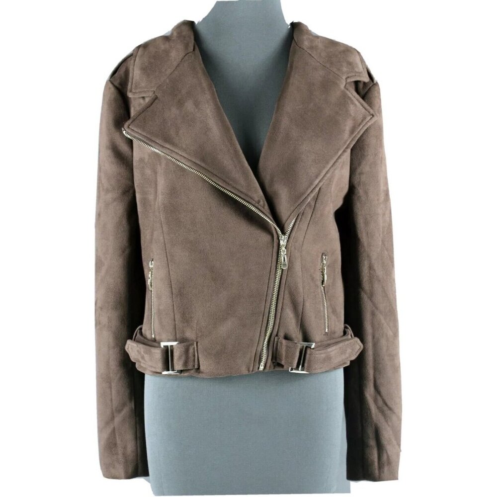 Romeo + Juliet Sz L Brown Gold Lined Polyester Blend Short Jacket